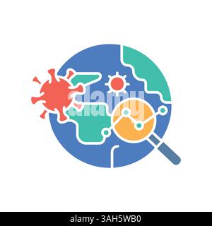 Epidemiological surveillance color flat icon for digital and print projects.  Minimal clean icons for apps and websites. Modern simple icons for UI UX Stock Vector