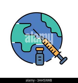 Vaccination color flat icon for digital and print projects.  Minimal clean icons for apps and websites. Modern simple icons for UI UX and branding Stock Vector
