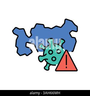 Epidemic early warning system color line icon for digital and print projects.  Minimal clean icons for apps and websites. Modern simple icons for UI U Stock Vector