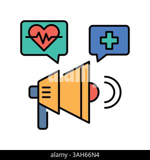 Medical information campaign color flat icon for digital and print projects.  Minimal clean icons for apps and websites. Modern simple icons for UI UX Stock Vector
