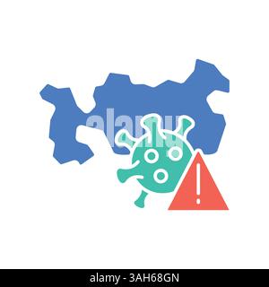 Epidemic early warning system color flat icon for digital and print projects. Minimal clean icons for apps and websites. Modern simple icons for UI UX Stock Vector