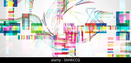 Abstract colorful background with different elements and lines. Color chaos. Vector illustration. Stock Vector