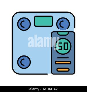smart scales color line icon for digital and print projects.  Minimal clean icons for apps and websites. Modern simple icons for UI UX and branding Stock Vector