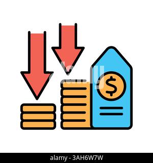 deflation color flat icon for digital and print projects.  Minimal clean icons for apps and websites. Modern simple icons for UI UX and branding Stock Vector