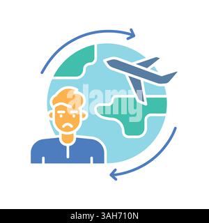Repatriation color flat icon for digital and print projects.  Minimal clean icons for apps and websites. Modern simple icons for UI UX and branding Stock Vector