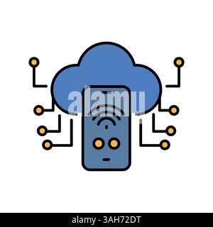 IOT color flat icon for digital and print projects.  Minimal clean icons for apps and websites. Modern simple icons for UI UX and branding Stock Vector