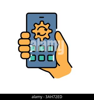Mobile platforms  color flat icon for digital and print projects.  Minimal clean icons for apps and websites. Modern simple icons for UI UX and brandi Stock Vector