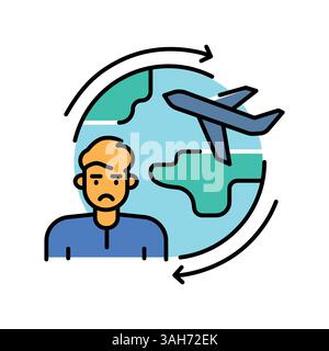 Repatriation color flat icon for digital and print projects.  Minimal clean icons for apps and websites. Modern simple icons for UI UX and branding Stock Vector
