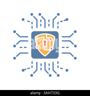 Blockchain color flat icon for digital and print projects.  Minimal clean icons for apps and websites. Modern simple icons for UI UX and branding Stock Vector