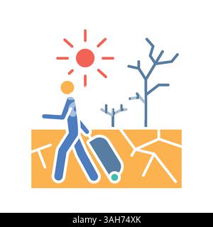 climate migration line icon. Vector isolated element. Editable stroke. Stock Vector