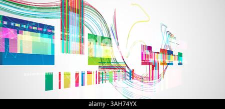 Abstract colorful background with different elements and lines. Color chaos. Vector illustration. Stock Vector