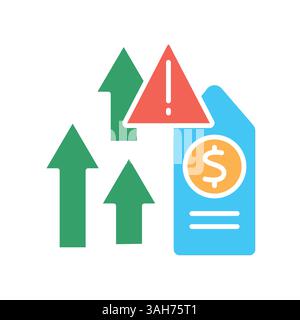 inflation color flat icon for digital and print projects.  Minimal clean icons for apps and websites. Modern simple icons for UI UX and branding Stock Vector