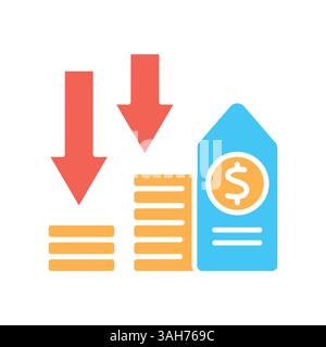 deflation color flat icon for digital and print projects.  Minimal clean icons for apps and websites. Modern simple icons for UI UX and branding Stock Vector