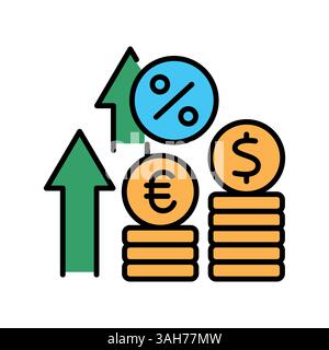 interest rate color flat icon for digital and print projects.  Minimal clean icons for apps and websites. Modern simple icons for UI UX and branding Stock Vector