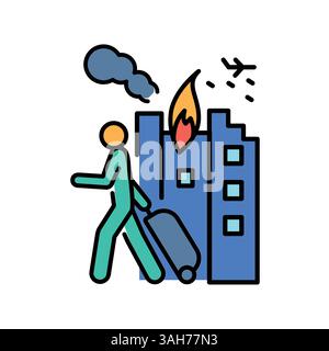 Refugee color flat icon for digital and print projects.  Minimal clean icons for apps and websites. Modern simple icons for UI UX and branding Stock Vector