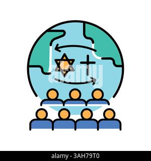 Assimilation color flat icon for digital and print projects.  Minimal clean icons for apps and websites. Modern simple icons for UI UX and branding Stock Vector