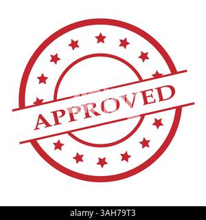 Approved Rubber Stamp – Vintage Circular Red Seal with Stars on White Background Stock Vector