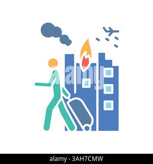 Refugee color flat icon for digital and print projects.  Minimal clean icons for apps and websites. Modern simple icons for UI UX and branding Stock Vector