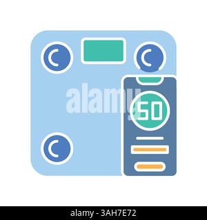 smart scales color flat icon for digital and print projects.  Minimal clean icons for apps and websites. Modern simple icons for UI UX and branding Stock Vector