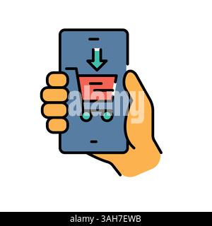 e-commerce color flat icon for digital and print projects.  Minimal clean icons for apps and websites. Modern simple icons for UI UX and branding Stock Vector