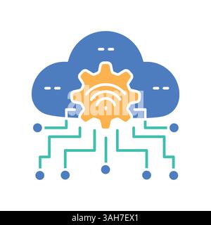 Cloud computing  color flat icon for digital and print projects.  Minimal clean icons for apps and websites. Modern simple icons for UI UX and brandin Stock Vector