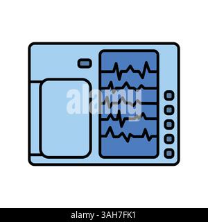 portable electrocardiograph color line icon for digital and print projects.  Minimal clean icons for apps and websites. Modern simple icons for UI UX Stock Vector