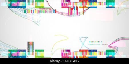 Abstract colorful background with different elements and lines. Color chaos. Vector illustration. Stock Vector