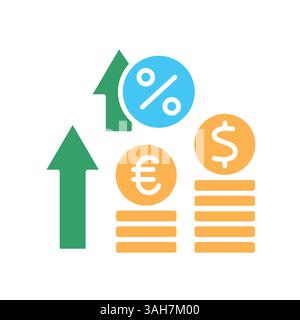 interest rate color flat icon for digital and print projects.  Minimal clean icons for apps and websites. Modern simple icons for UI UX and branding Stock Vector