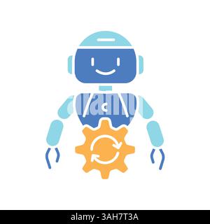 process automation  color flat icon for digital and print projects.  Minimal clean icons for apps and websites. Modern simple icons for UI UX and bran Stock Vector