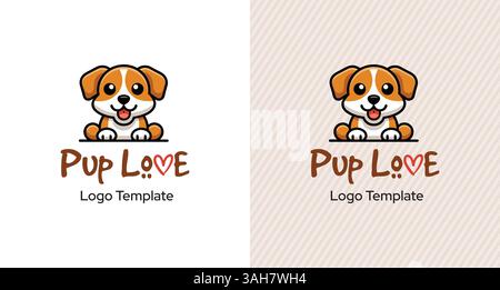 Puppy love dog care logo design, pet care logo design for label sticker and packaging for pet care products, editable vector file illustration Stock Vector
