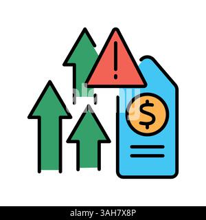 inflation color line icon for digital and print projects.  Minimal clean icons for apps and websites. Modern simple icons for UI UX and branding Stock Vector