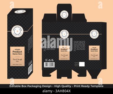 Luxury Box design template, Premium packaging design template, Premium cosmetic box carton gift box packaging, perfume cream shampoo lotion oil luxury Stock Vector