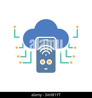 IOT color flat icon for digital and print projects.  Minimal clean icons for apps and websites. Modern simple icons for UI UX and branding Stock Vector
