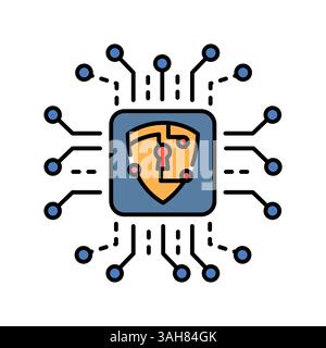 Blockchain color flat icon for digital and print projects.  Minimal clean icons for apps and websites. Modern simple icons for UI UX and branding Stock Vector