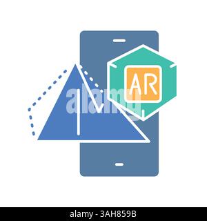 AR  color flat icon for digital and print projects.  Minimal clean icons for apps and websites. Modern simple icons for UI UX and branding Stock Vector