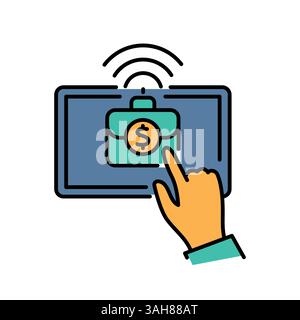Digital transformation color flat icon for digital and print projects.  Minimal clean icons for apps and websites. Modern simple icons for UI UX and b Stock Vector