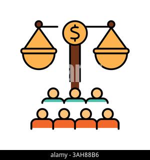 Social justice color line icon for digital and print projects.  Minimal clean icons for apps and websites. Modern simple icons for UI UX and branding Stock Vector