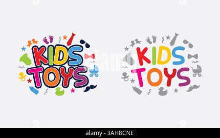 Toys logo design, kids zone logo design, kids toy logo design, baby colors children theme brand logo template vector file, illustration editable file Stock Vector