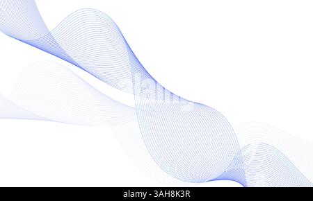 Abstract futuristic technology background with isolated blue and grey wavy lines. Modern wave stripes. Stock Vector