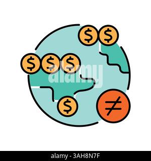 Regional inequality color flat icon for digital and print projects.  Minimal clean icons for apps and websites. Modern simple icons for UI UX and bran Stock Vector