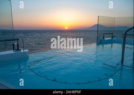 Whirlpool with Sea View at Sunset Stock Photo