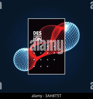 Object consisting of points. 3d futuristic technology style. Vector illustration. Stock Vector