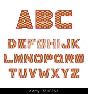 Font, alphabet with chinese fish scales. Isolated vector objects on white background. Stock Vector