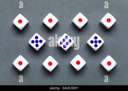 White game dices on grey background Stock Photo