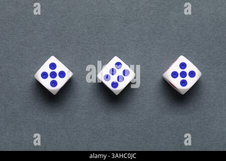 White game dices on grey background Stock Photo