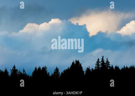 Storm clouds rolling in off the Pacific Ocean over the Olympic Peninsula, Washington State. USA Stock Photo