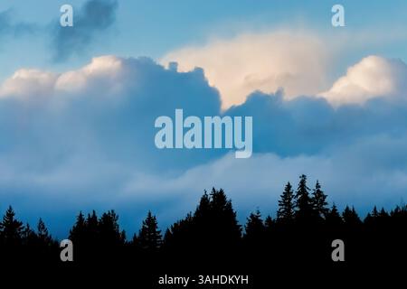 Storm clouds rolling in off the Pacific Ocean over the Olympic Peninsula, Washington State. USA Stock Photo