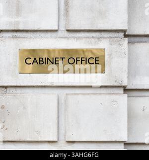 Street sign for Cabinet Office, 70 Whitehall,  City of Westminster, London, England. Stock Photo