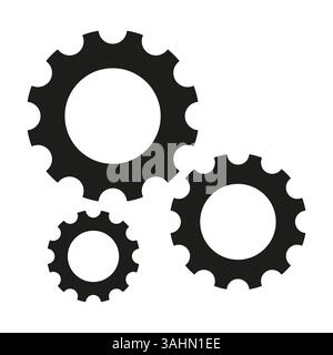 Black gear icons. Industrial mechanical shapes. Engineering cogwheels design. Vector elements. Stock Vector