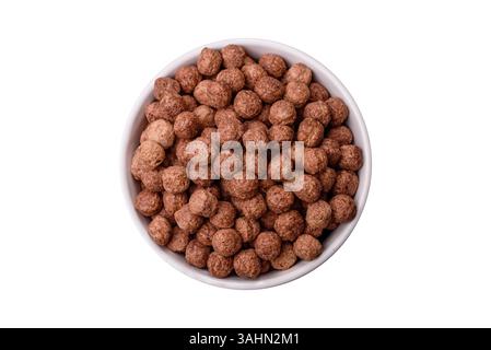 Cereal chocolate corn balls in a bowl. Delicious, healthy breakfast balls Stock Photo